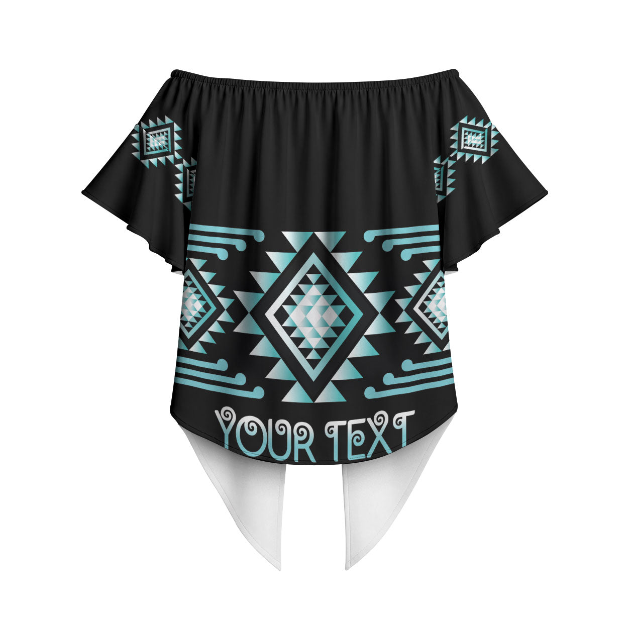Aotearoa Atua Tangaroa Personalised Off Shoulder Wrap Waist Top Maori God Of The Sea Taniko Motifs
