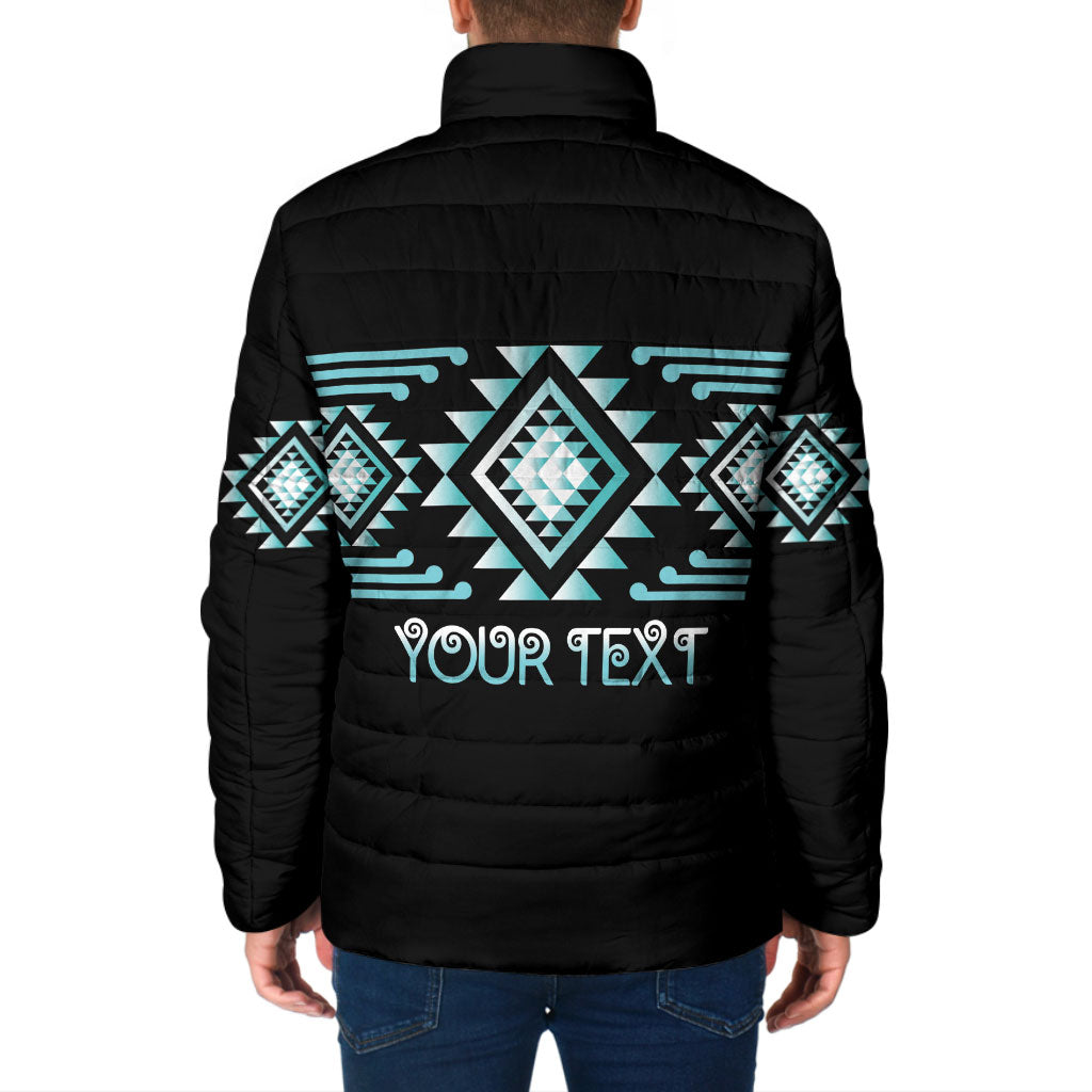 Aotearoa Atua Tangaroa Personalised Padded Jacket Maori God Of The Sea Taniko Motifs