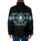 Aotearoa Atua Tangaroa Personalised Padded Jacket Maori God Of The Sea Taniko Motifs