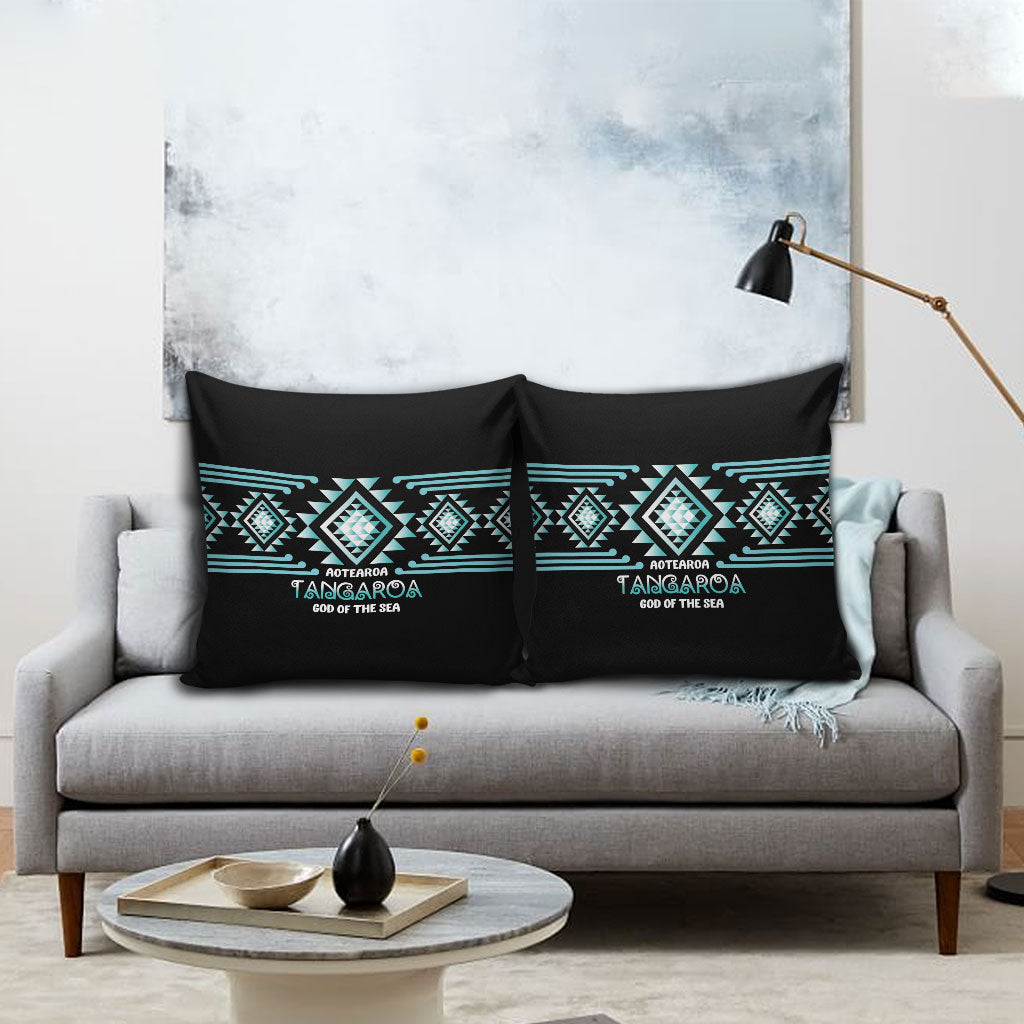 Aotearoa Atua Tangaroa Pillow Cover Maori God Of The Sea Taniko Motifs