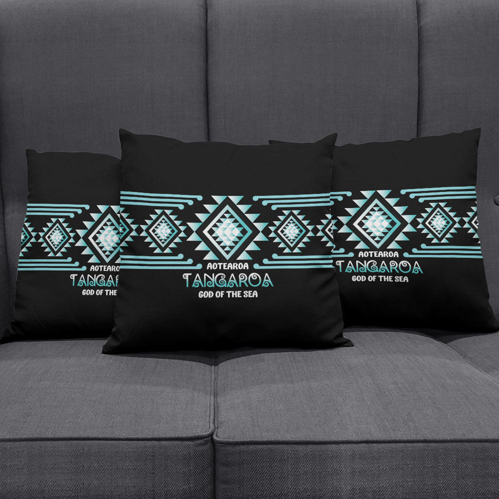 Aotearoa Atua Tangaroa Pillow Cover Maori God Of The Sea Taniko Motifs