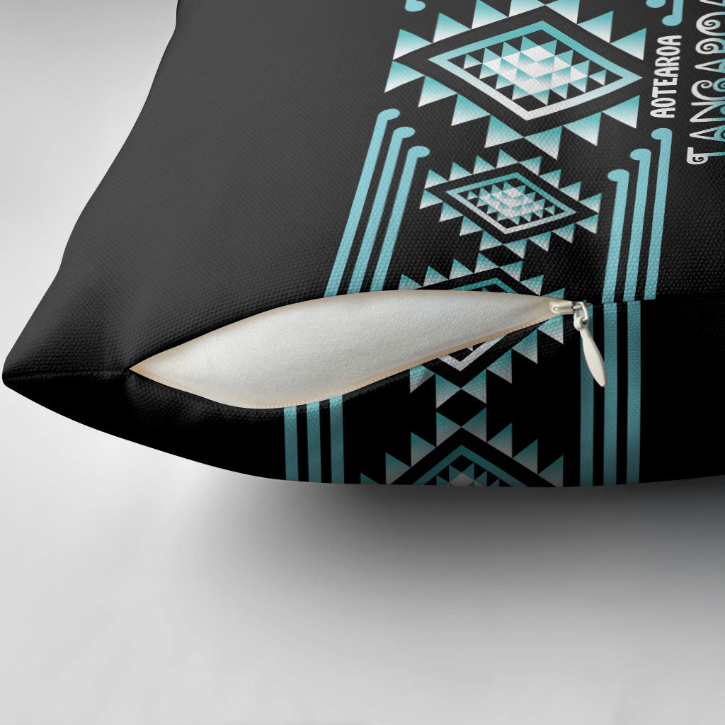 Aotearoa Atua Tangaroa Pillow Cover Maori God Of The Sea Taniko Motifs
