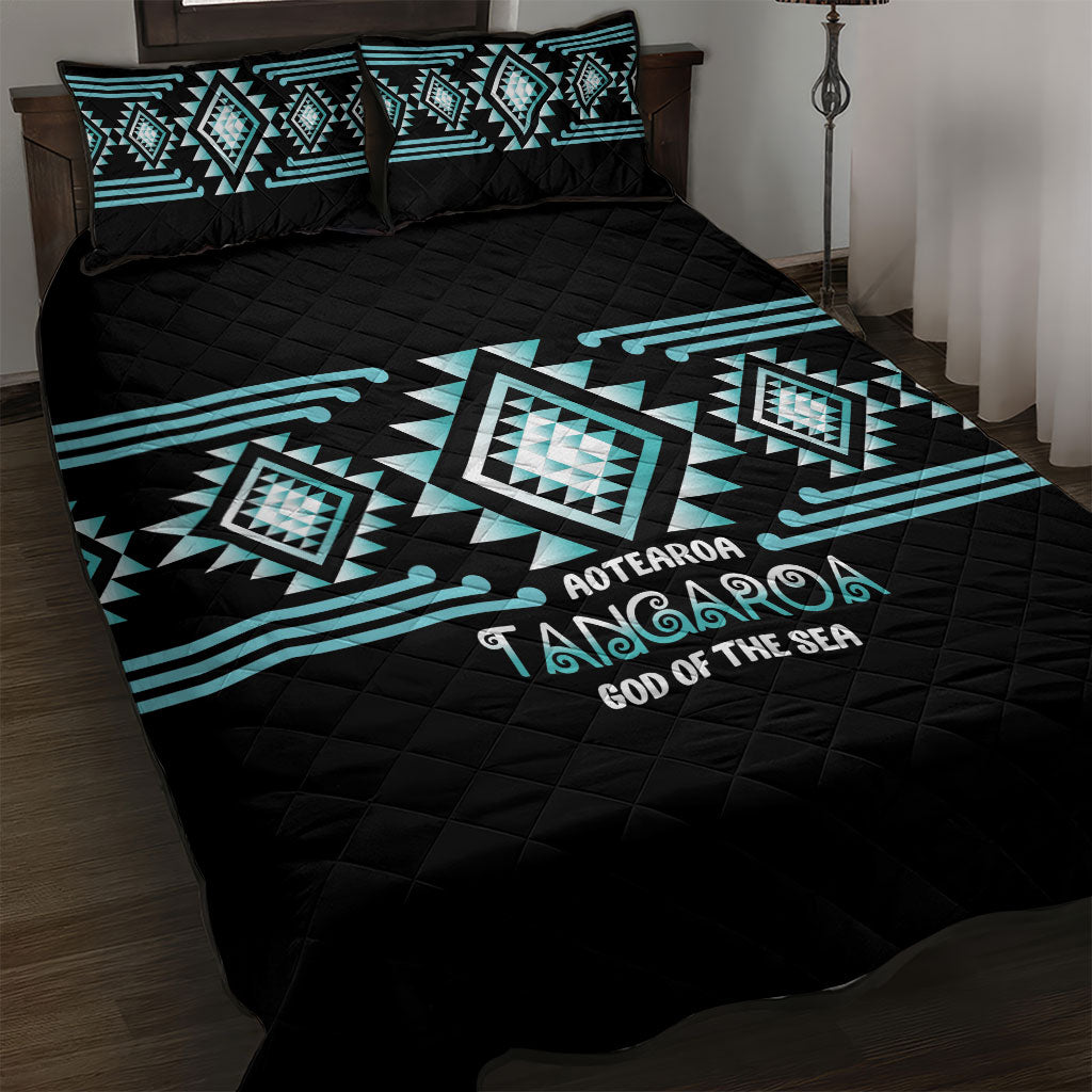 Aotearoa Atua Tangaroa Quilt Bed Set Maori God Of The Sea Taniko Motifs