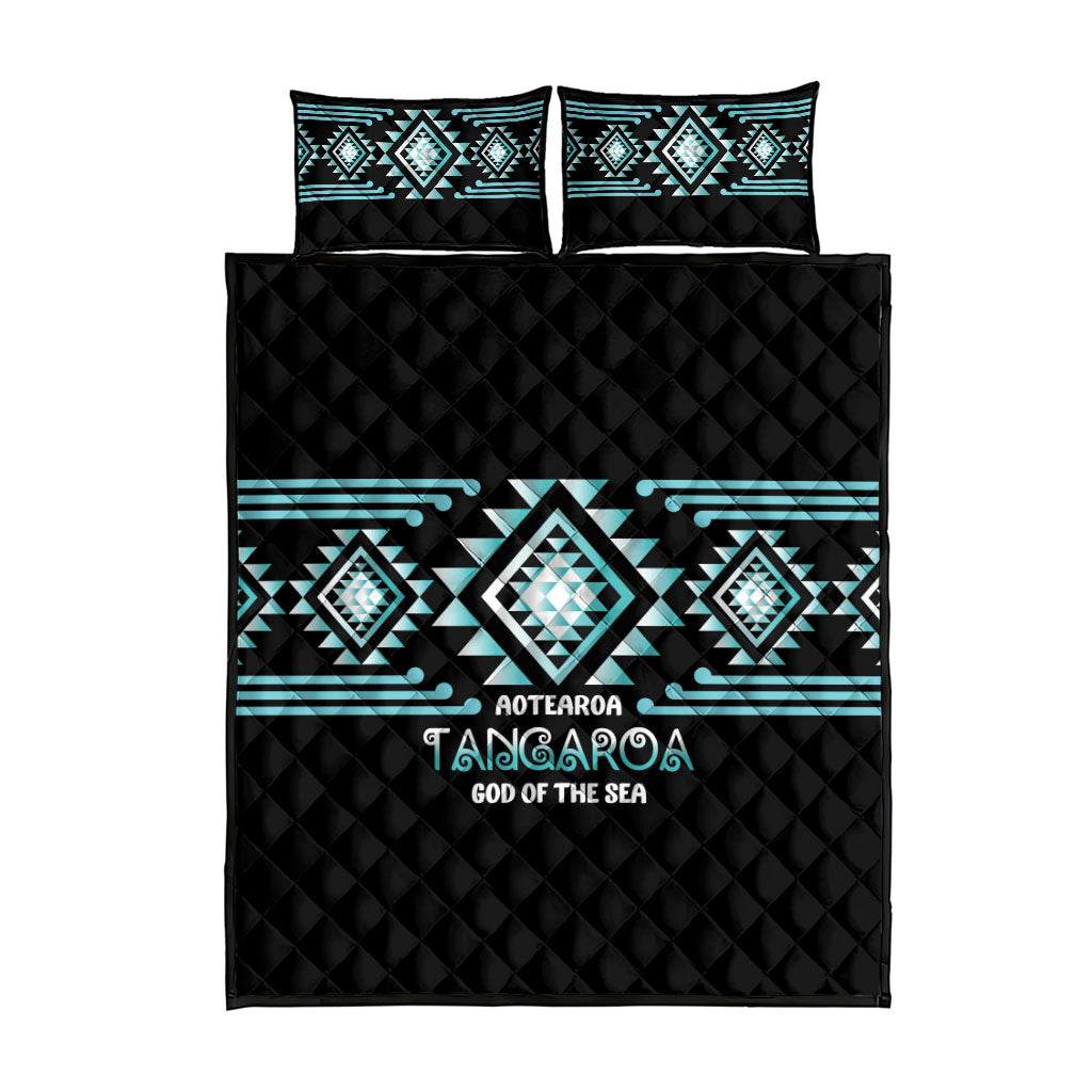 Aotearoa Atua Tangaroa Quilt Bed Set Maori God Of The Sea Taniko Motifs