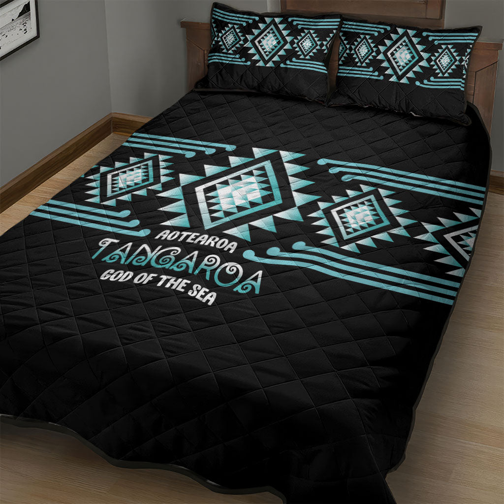 Aotearoa Atua Tangaroa Quilt Bed Set Maori God Of The Sea Taniko Motifs