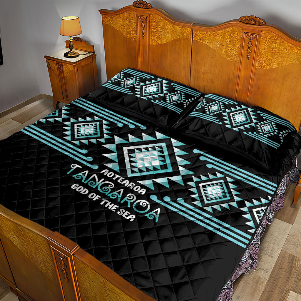 Aotearoa Atua Tangaroa Quilt Bed Set Maori God Of The Sea Taniko Motifs