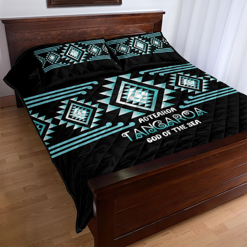 Aotearoa Atua Tangaroa Quilt Bed Set Maori God Of The Sea Taniko Motifs