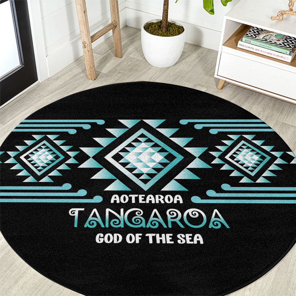 Aotearoa Atua Tangaroa Round Carpet Maori God Of The Sea Taniko Motifs