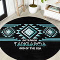 Aotearoa Atua Tangaroa Round Carpet Maori God Of The Sea Taniko Motifs