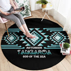 Aotearoa Atua Tangaroa Round Carpet Maori God Of The Sea Taniko Motifs