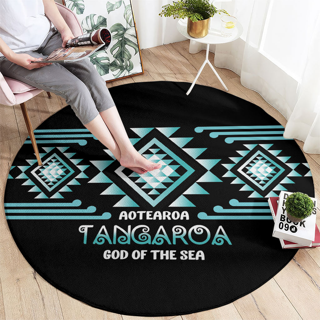Aotearoa Atua Tangaroa Round Carpet Maori God Of The Sea Taniko Motifs
