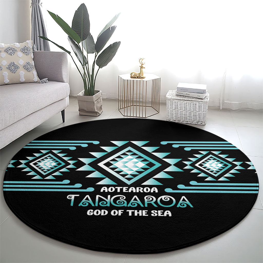 Aotearoa Atua Tangaroa Round Carpet Maori God Of The Sea Taniko Motifs