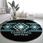 Aotearoa Atua Tangaroa Round Carpet Maori God Of The Sea Taniko Motifs