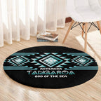 Aotearoa Atua Tangaroa Round Carpet Maori God Of The Sea Taniko Motifs