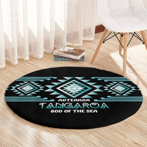 Aotearoa Atua Tangaroa Round Carpet Maori God Of The Sea Taniko Motifs