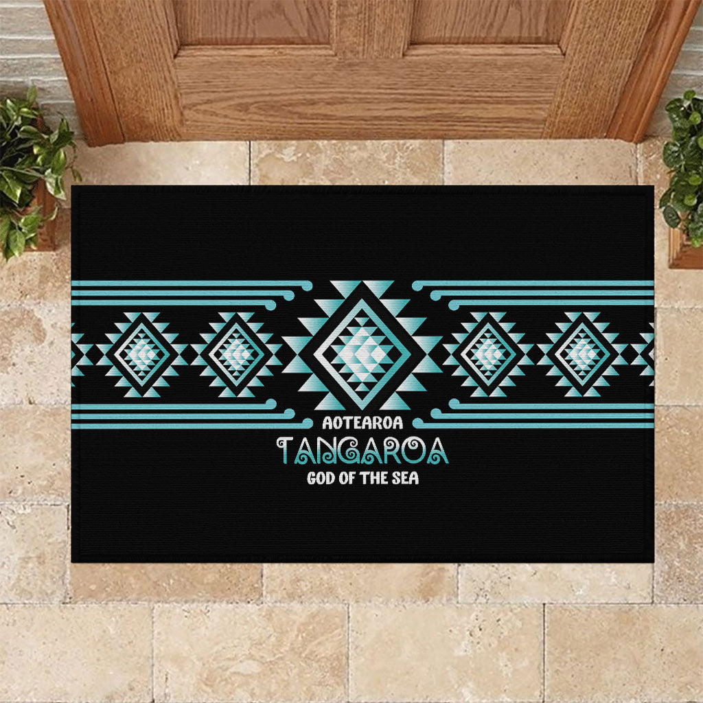 Aotearoa Atua Tangaroa Rubber Doormat Maori God Of The Sea Taniko Motifs