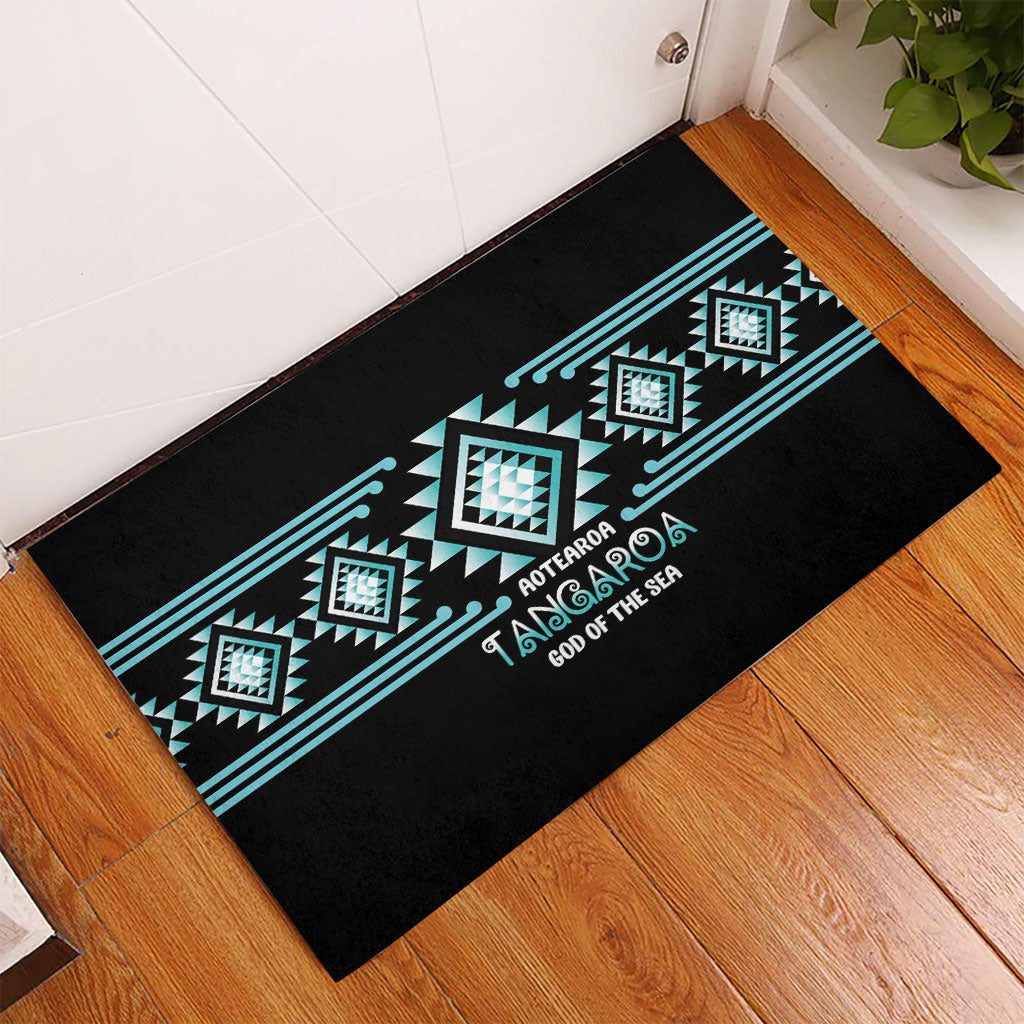 Aotearoa Atua Tangaroa Rubber Doormat Maori God Of The Sea Taniko Motifs