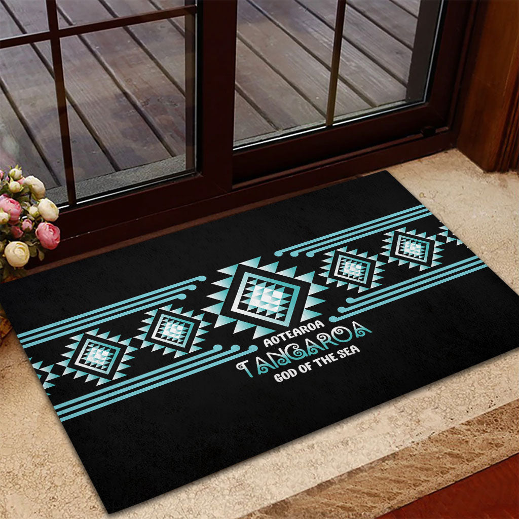 Aotearoa Atua Tangaroa Rubber Doormat Maori God Of The Sea Taniko Motifs
