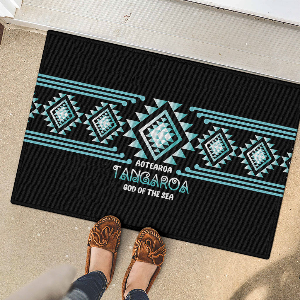 Aotearoa Atua Tangaroa Rubber Doormat Maori God Of The Sea Taniko Motifs