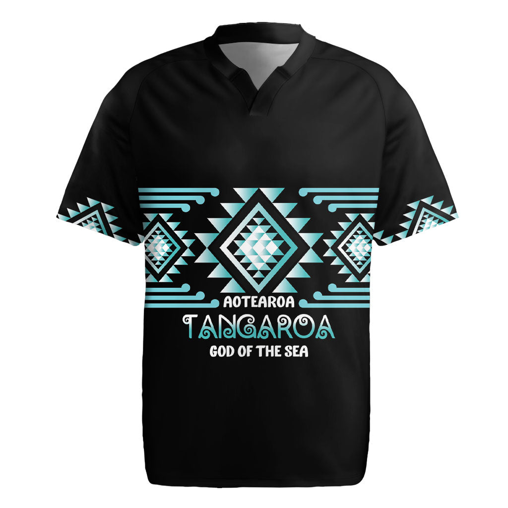 Aotearoa Atua Tangaroa Personalised Rugby Jersey Maori God Of The Sea Taniko Motifs