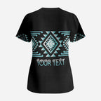 Aotearoa Atua Tangaroa Personalised Scrub Top Maori God Of The Sea Taniko Motifs
