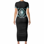 Aotearoa Atua Tangaroa Personalised Short Sleeve Bodycon Dress Maori God Of The Sea Taniko Motifs
