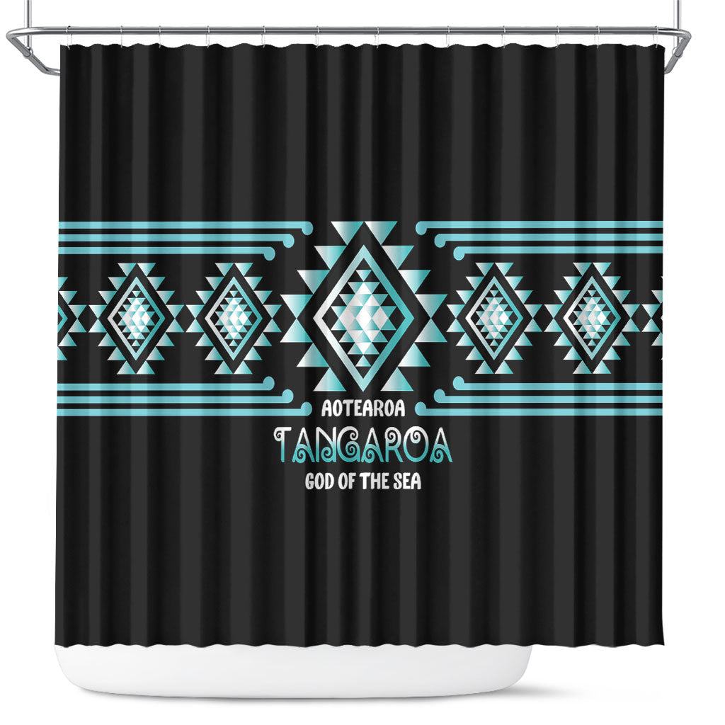 Aotearoa Atua Tangaroa Shower Curtain Maori God Of The Sea Taniko Motifs