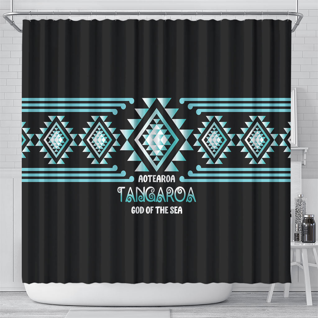 Aotearoa Atua Tangaroa Shower Curtain Maori God Of The Sea Taniko Motifs