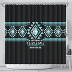 Aotearoa Atua Tangaroa Shower Curtain Maori God Of The Sea Taniko Motifs