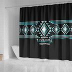 Aotearoa Atua Tangaroa Shower Curtain Maori God Of The Sea Taniko Motifs