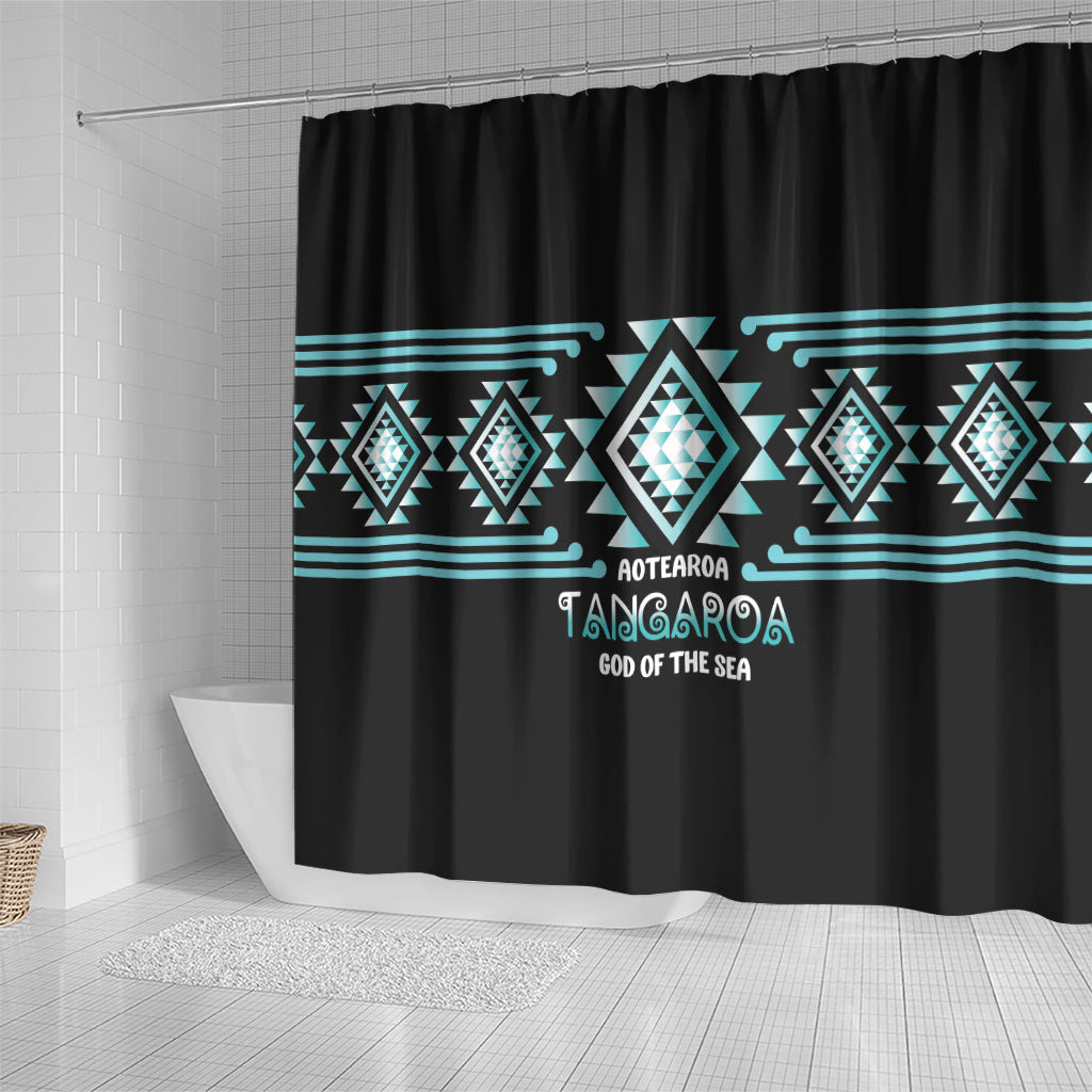 Aotearoa Atua Tangaroa Shower Curtain Maori God Of The Sea Taniko Motifs