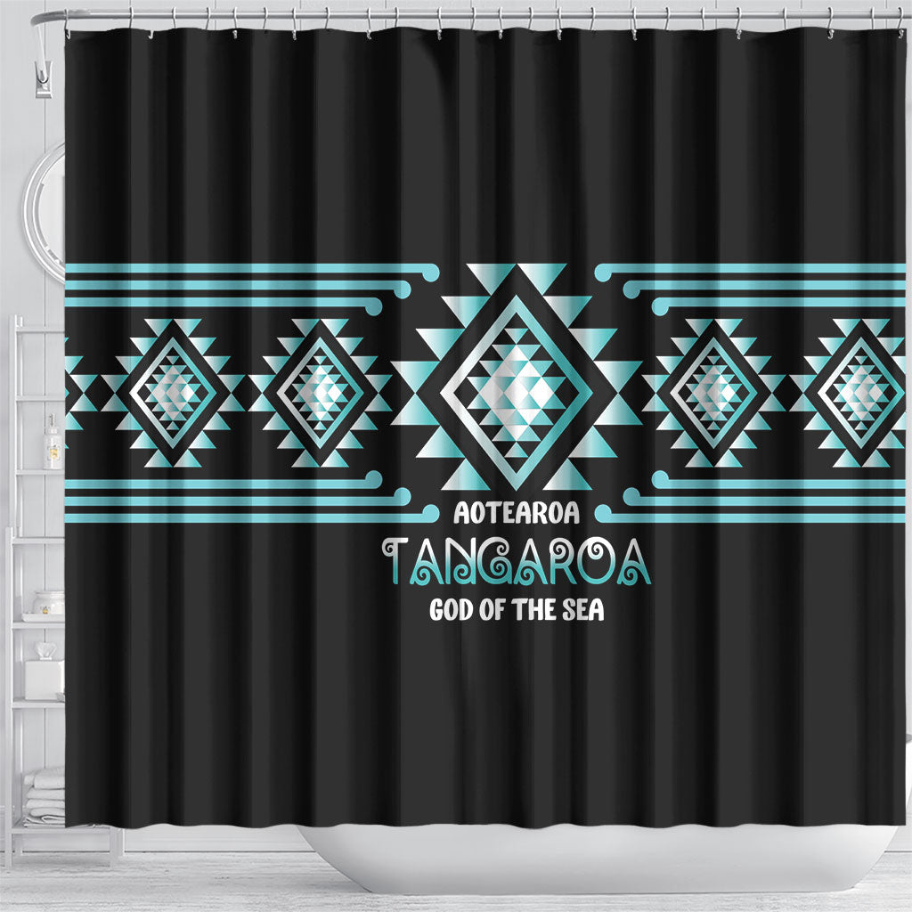 Aotearoa Atua Tangaroa Shower Curtain Maori God Of The Sea Taniko Motifs