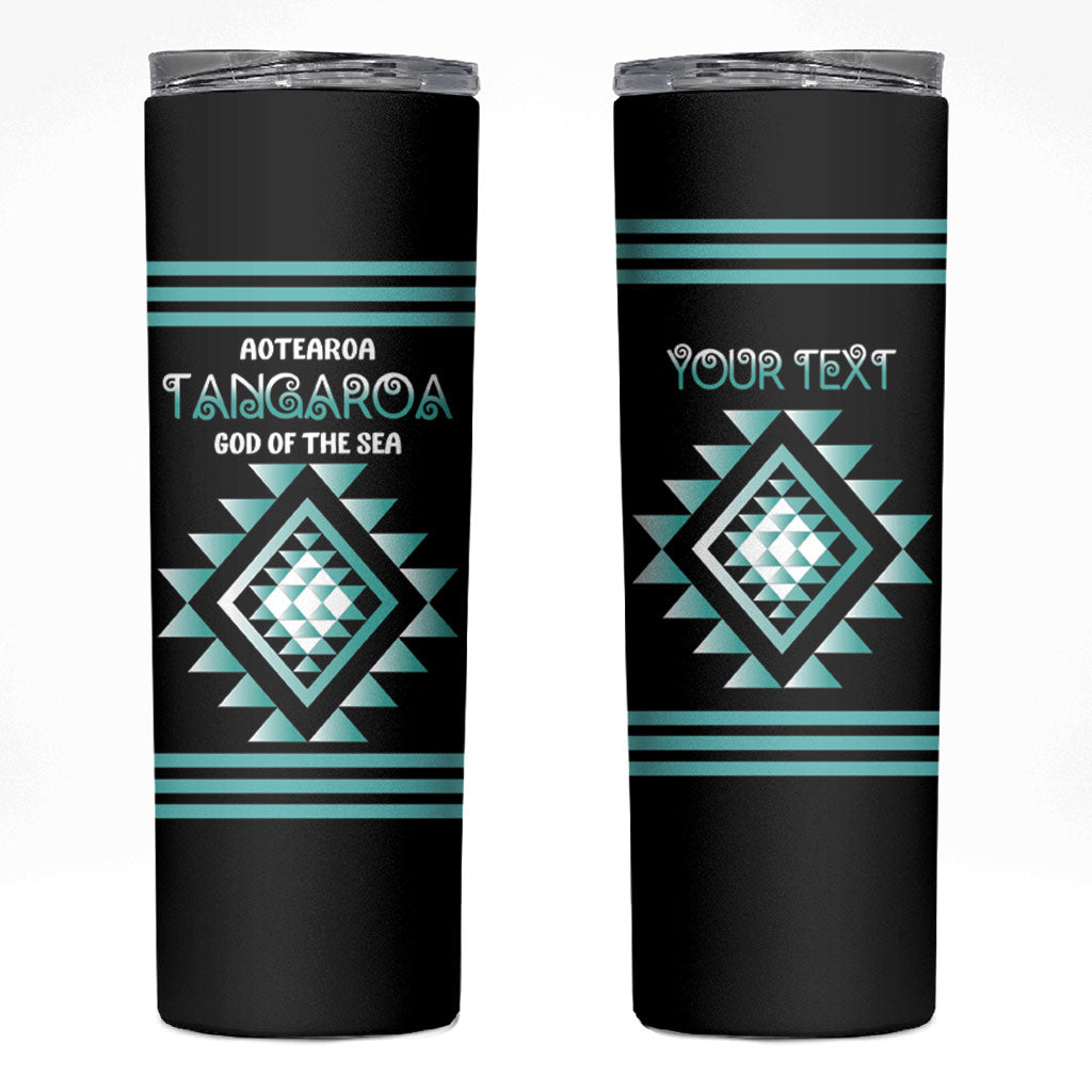 Aotearoa Atua Tangaroa Personalised Skinny Tumbler Maori God Of The Sea Taniko Motifs
