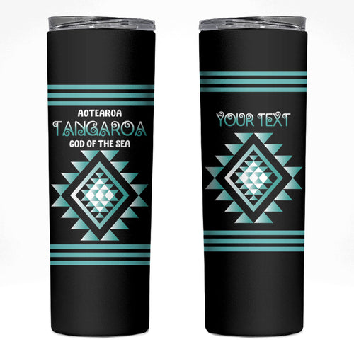 Aotearoa Atua Tangaroa Personalised Skinny Tumbler Maori God Of The Sea Taniko Motifs
