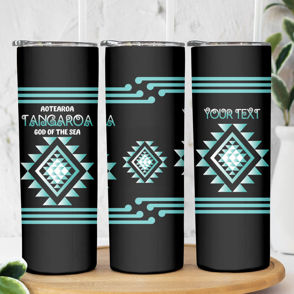 Aotearoa Atua Tangaroa Personalised Skinny Tumbler Maori God Of The Sea Taniko Motifs