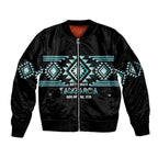 Aotearoa Atua Tangaroa Personalised Sleeve Zip Bomber Jacket Maori God Of The Sea Taniko Motifs