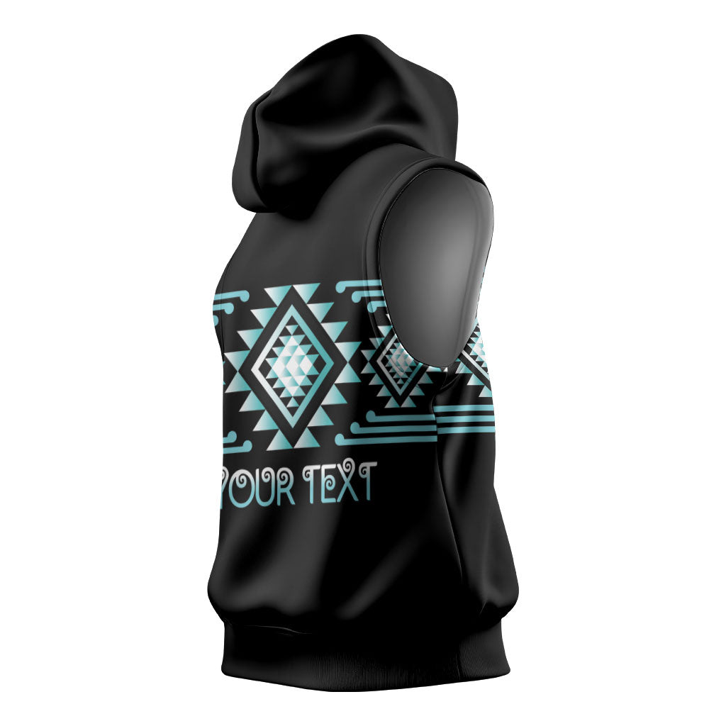 Aotearoa Atua Tangaroa Personalised Sleeveless Hoodie Maori God Of The Sea Taniko Motifs