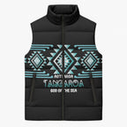 Aotearoa Atua Tangaroa Personalised Sleeveless Puffer Jacket Maori God Of The Sea Taniko Motifs