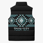 Aotearoa Atua Tangaroa Personalised Sleeveless Puffer Jacket Maori God Of The Sea Taniko Motifs