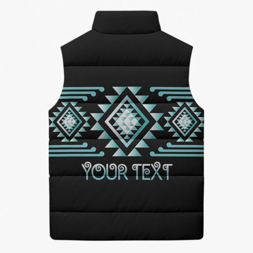 Aotearoa Atua Tangaroa Personalised Sleeveless Puffer Jacket Maori God Of The Sea Taniko Motifs