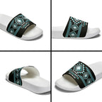 Aotearoa Atua Tangaroa Slide Sandals Maori God Of The Sea Taniko Motifs