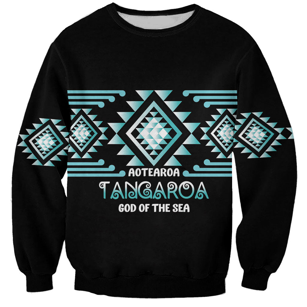 Aotearoa Atua Tangaroa Personalised Sweatshirt Maori God Of The Sea Taniko Motifs