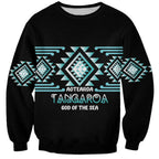 Aotearoa Atua Tangaroa Personalised Sweatshirt Maori God Of The Sea Taniko Motifs