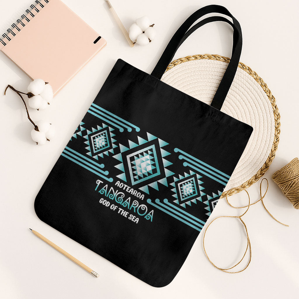 Aotearoa Atua Tangaroa Tote Bag Maori God Of The Sea Taniko Motifs