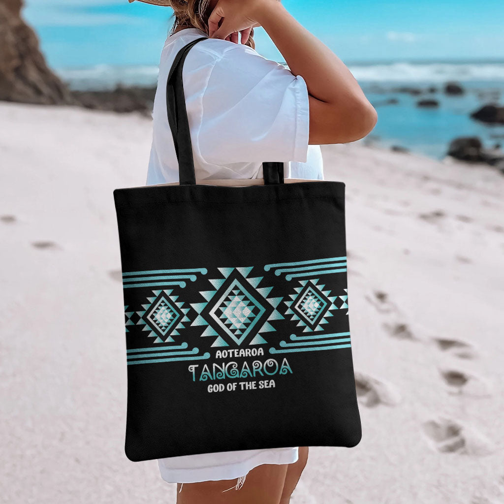 Aotearoa Atua Tangaroa Tote Bag Maori God Of The Sea Taniko Motifs
