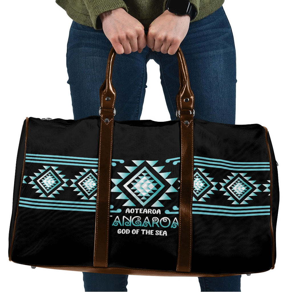 Aotearoa Atua Tangaroa Travel Bag Maori God Of The Sea Taniko Motifs