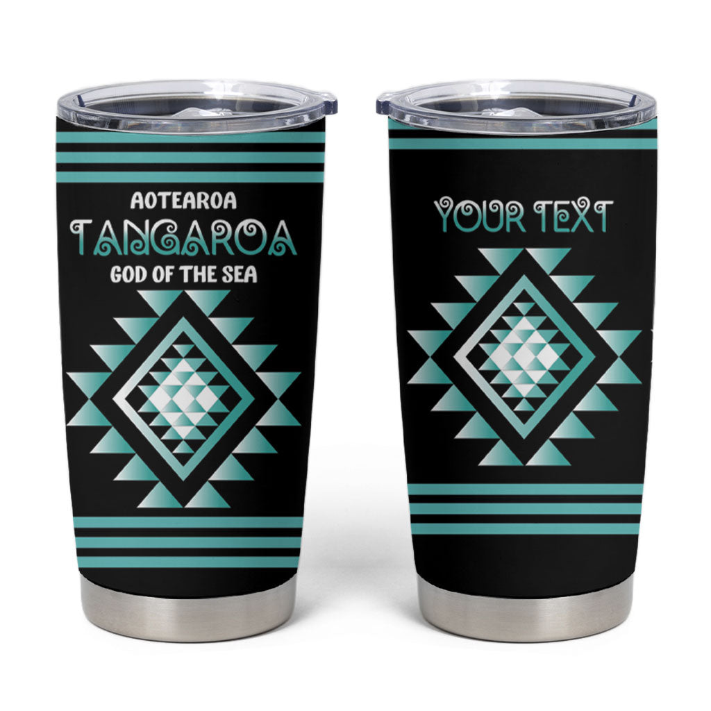 Aotearoa Atua Tangaroa Personalised Tumbler Cup Maori God Of The Sea Taniko Motifs