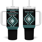 Aotearoa Atua Tangaroa Personalised Tumbler With Handle Maori God Of The Sea Taniko Motifs