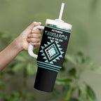 Aotearoa Atua Tangaroa Personalised Tumbler With Handle Maori God Of The Sea Taniko Motifs