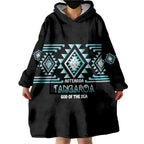 Aotearoa Atua Tangaroa Personalised Wearable Blanket Hoodie Maori God Of The Sea Taniko Motifs